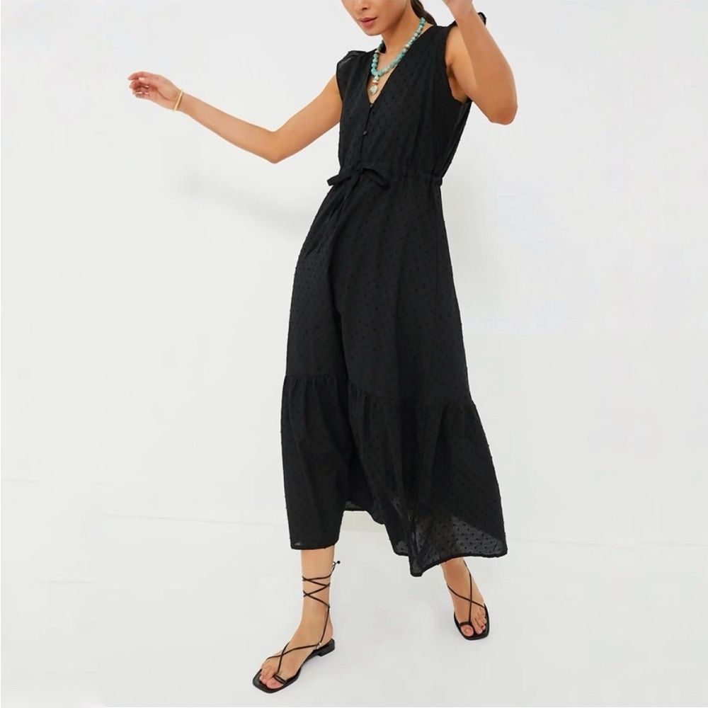 Emerson Frye India Collection Surya Swiss Dot Black Maxi Dress - Picture 6 of 9